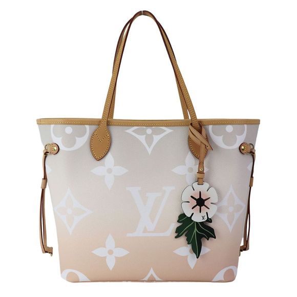 Louis Vuitton Neverfull MM Monogram Giant Gray Orange Tote Bag - Picture 2 of 10